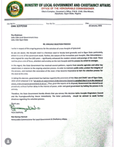 Letter addressing the Ajuwale issue